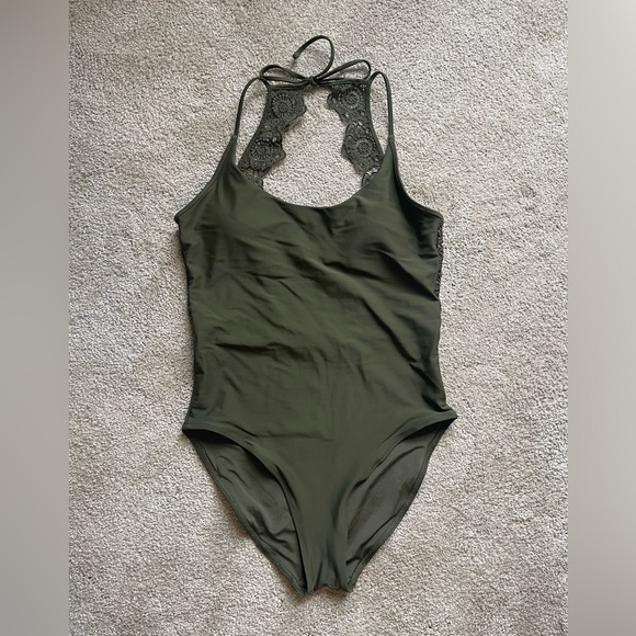 aerie Other - Aerie crochet open back Olive swimsuit